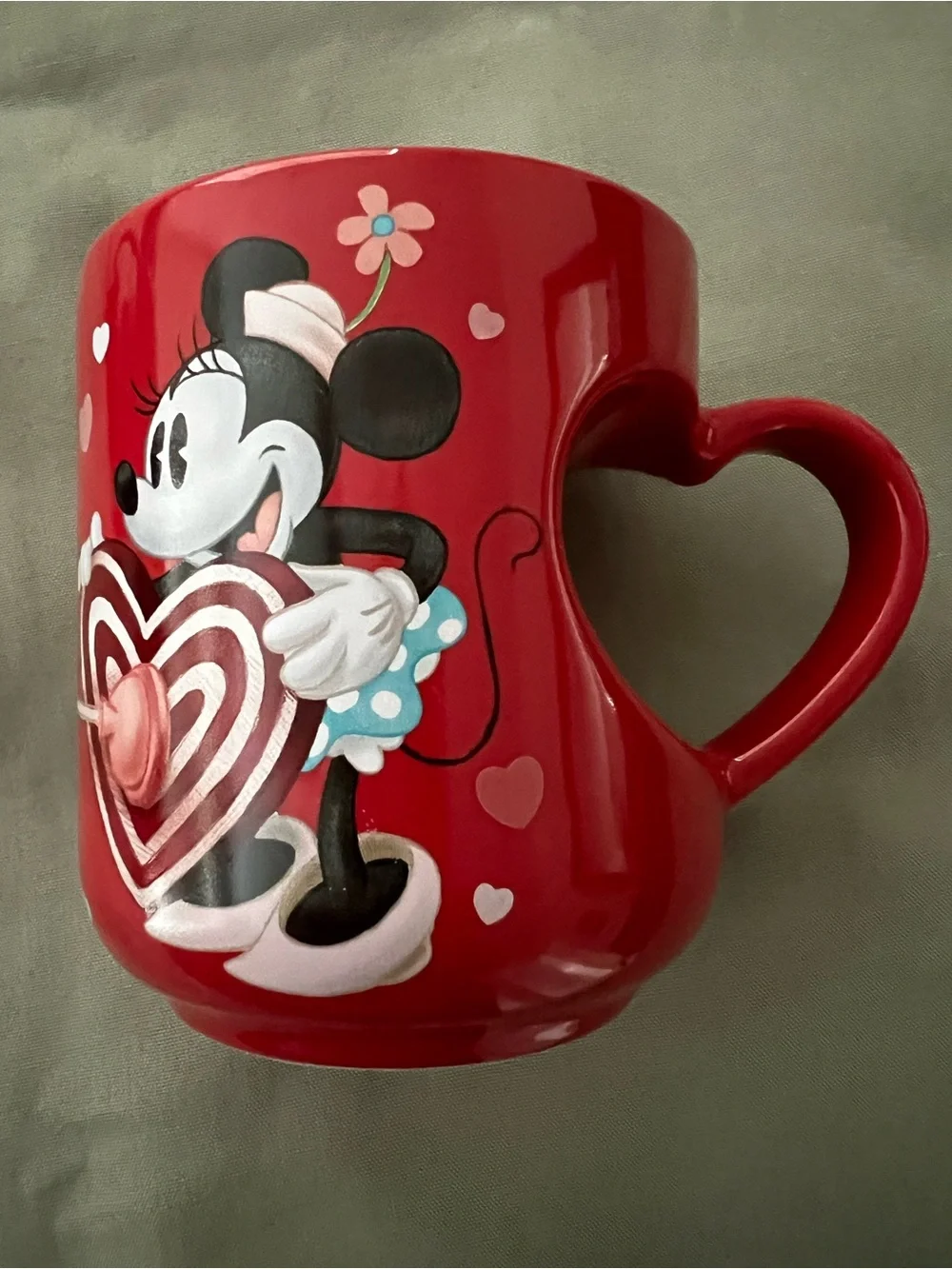 Disney Store Mickey & Minnie “His and Hers” Heart-Handle Ceramic Mug Pair